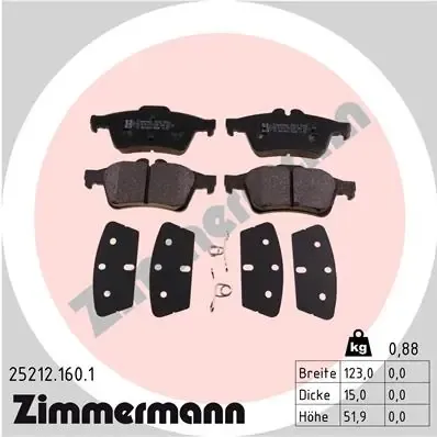 Задні гальмівні колодки 252121601 Zimmermann