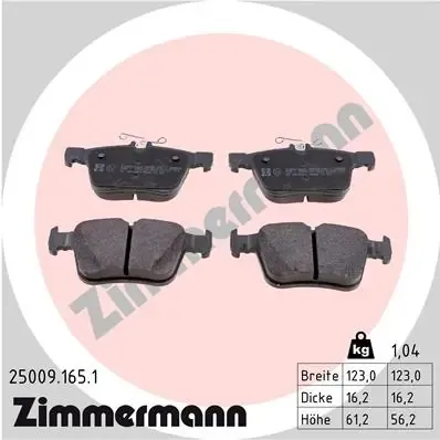 Задні гальмівні колодки 250091651 Zimmermann