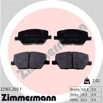 Передні тормозні колодки 221652001 Zimmermann