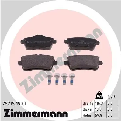 Задні гальмівні колодки 252151901 Zimmermann