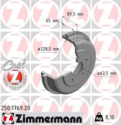 Барабан гальмівний задній 250176920 Zimmermann