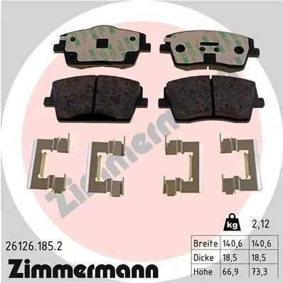 Передні тормозні колодки 261261852 Zimmermann