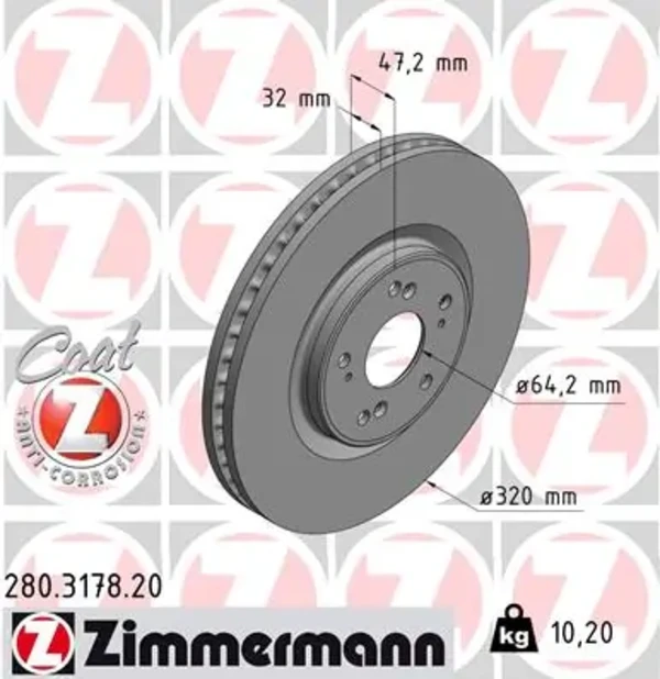 Гальмівні диски передні 280317820 Zimmermann