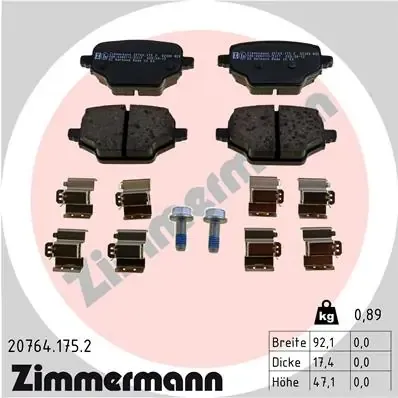 Задні гальмівні колодки 207641752 Zimmermann