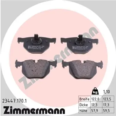 Задні гальмівні колодки 234471701 Zimmermann
