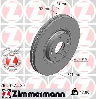 Гальмівні диски передні 285352420 Zimmermann