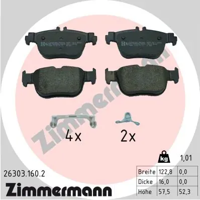 Задні гальмівні колодки 263031602 Zimmermann