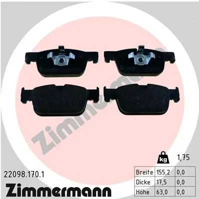 Передні тормозні колодки 220981701 Zimmermann