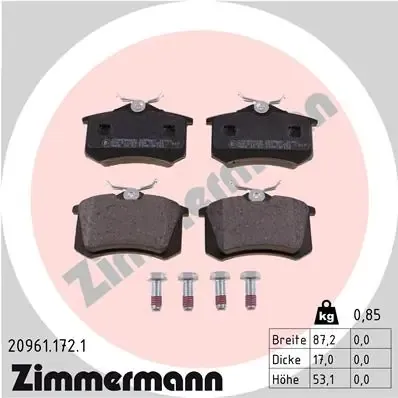 Задні гальмівні колодки 209611721 Zimmermann