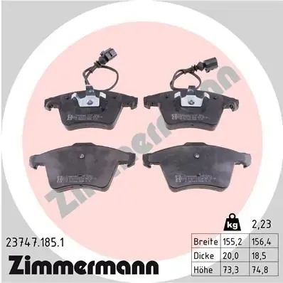 Передні тормозні колодки 237471851 Zimmermann