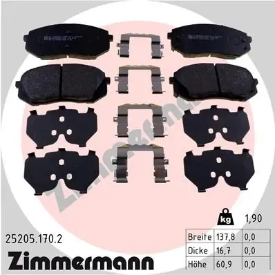 Передні тормозні колодки 252051702 Zimmermann