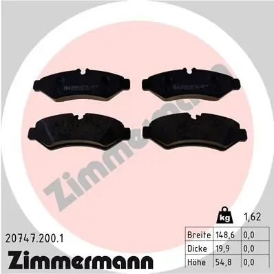 Задні гальмівні колодки 207472001 Zimmermann