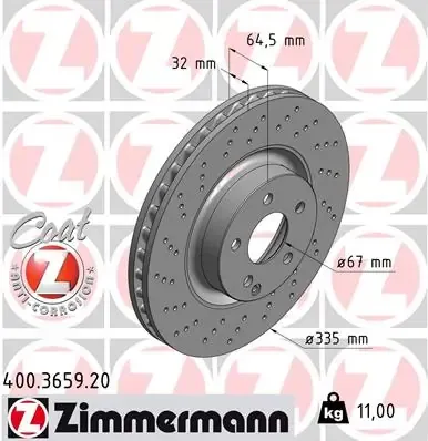 Гальмівні диски передні 400365920 Zimmermann