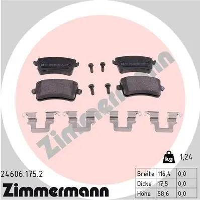 Задні гальмівні колодки 246061752 Zimmermann
