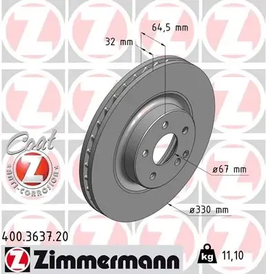 Гальмівні диски передні 400363720 Zimmermann