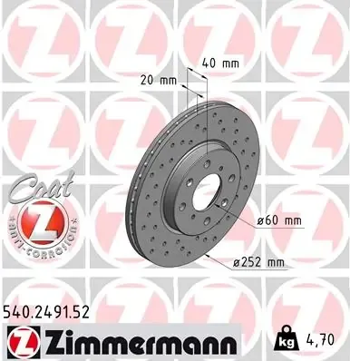 Гальмівні диски передні 540249152 Zimmermann