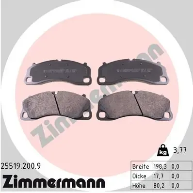 Передні тормозні колодки 255192009 Zimmermann