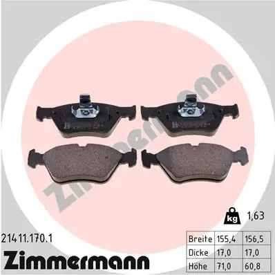 Передні тормозні колодки 214111701 Zimmermann