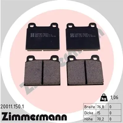 Передні тормозні колодки 200111501 Zimmermann