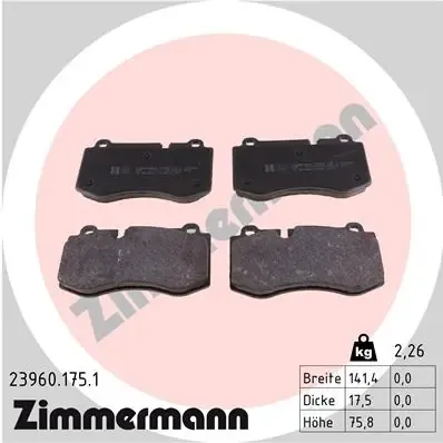 Передні тормозні колодки 239601751 Zimmermann