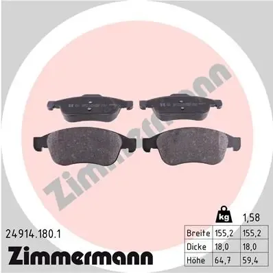 Передні тормозні колодки 249141801 Zimmermann
