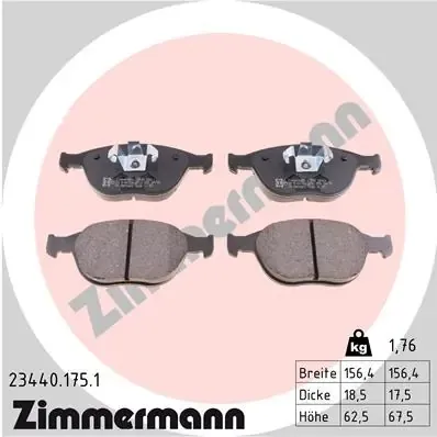 Передні тормозні колодки 234401751 Zimmermann
