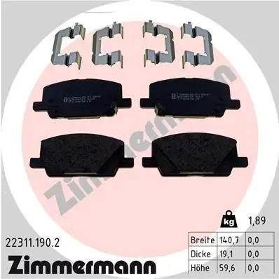 Передні тормозні колодки 223111902 Zimmermann