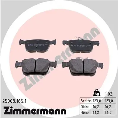 Задні гальмівні колодки 250081651 Zimmermann