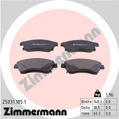 Передні тормозні колодки 250311851 Zimmermann