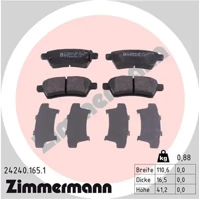 Задні гальмівні колодки 242401651 Zimmermann