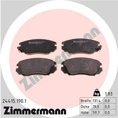 Передні тормозні колодки 244151901 Zimmermann