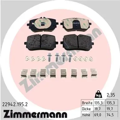 Передні тормозні колодки 229421952 Zimmermann