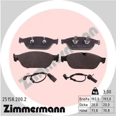 Передні тормозні колодки 251582002 Zimmermann