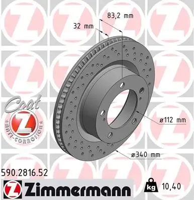 Гальмівні диски передні 590281652 Zimmermann
