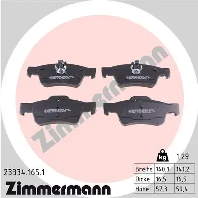 Задні гальмівні колодки 233341651 Zimmermann