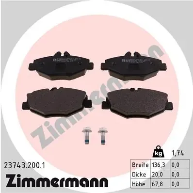 Передні тормозні колодки 237432001 Zimmermann