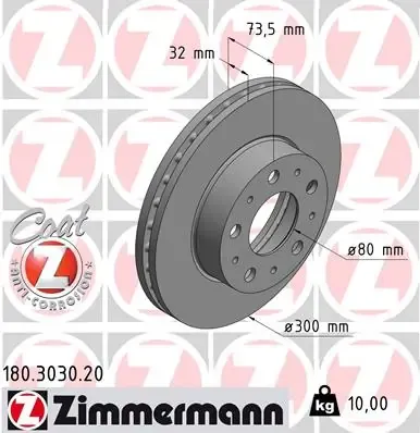 Гальмівні диски передні 180303020 Zimmermann