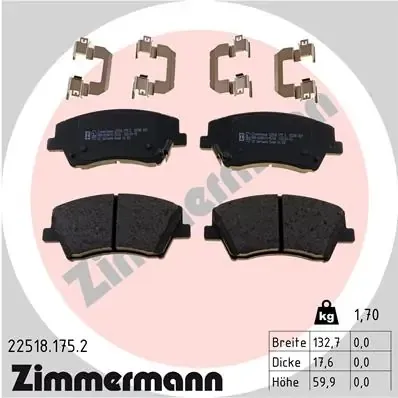Передні тормозні колодки 225181752 Zimmermann