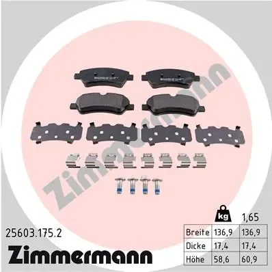 Задні гальмівні колодки 256031752 Zimmermann