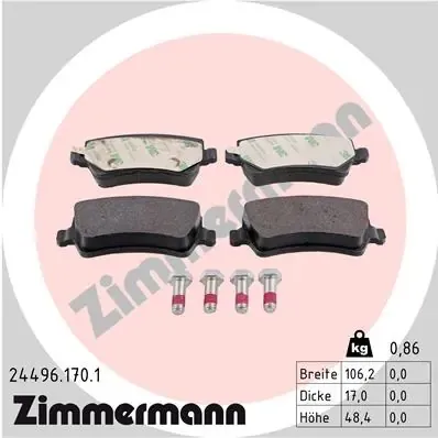 Задні гальмівні колодки 244961701 Zimmermann