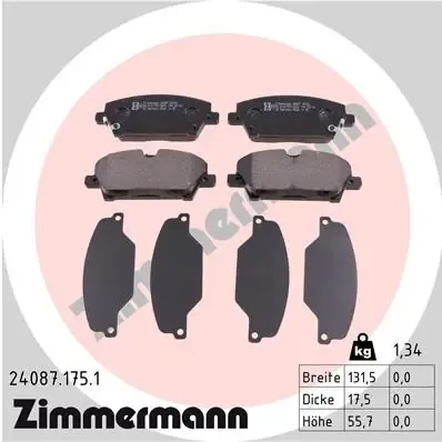 Передні тормозні колодки 240871751 Zimmermann