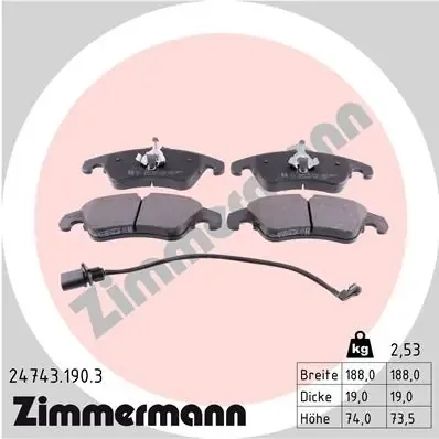 Передні тормозні колодки 247431903 Zimmermann