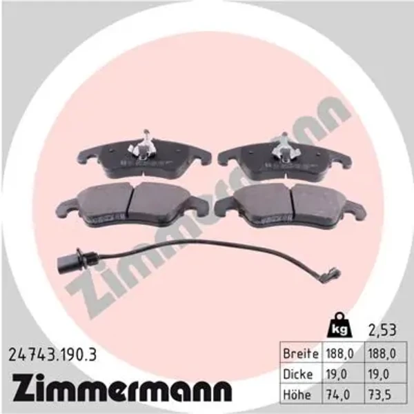 Передні тормозні колодки 247431903 Zimmermann