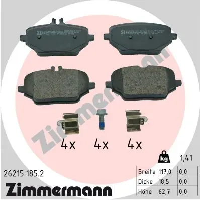Задні гальмівні колодки 262151852 Zimmermann