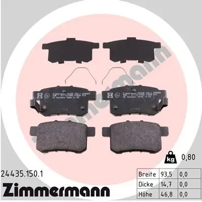 Задні гальмівні колодки 244351501 Zimmermann