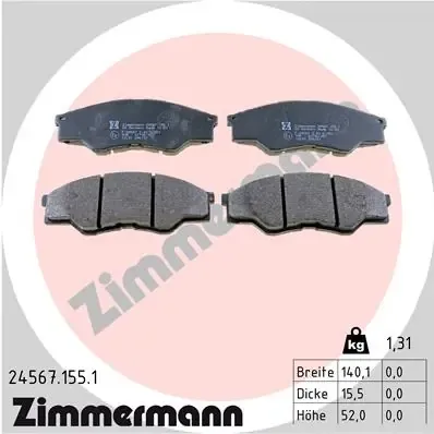 Передні тормозні колодки 245671551 Zimmermann