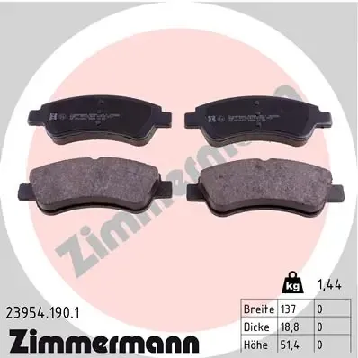 Передні тормозні колодки 239541901 Zimmermann
