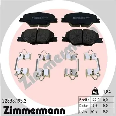 Передні тормозні колодки 228381952 Zimmermann