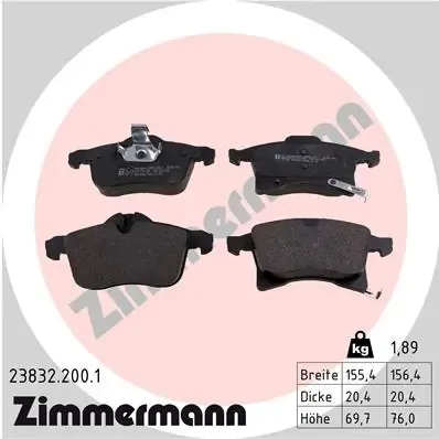 Передні тормозні колодки 238322001 Zimmermann