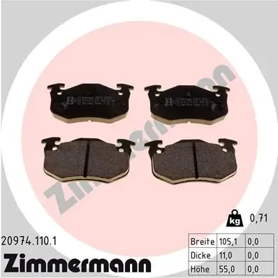 Задні гальмівні колодки 209741101 Zimmermann